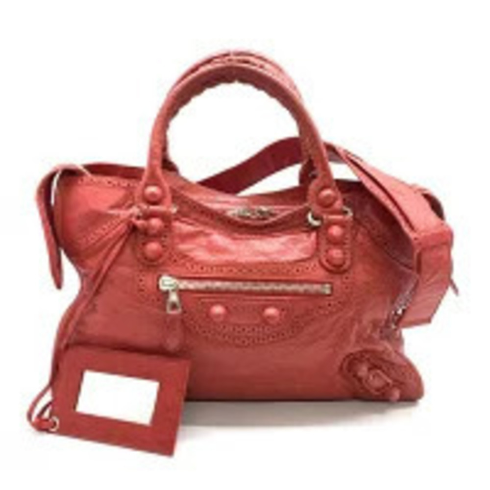 Balenciaga The Giant Blows City Shoulder Bag Handbag Leather Red
